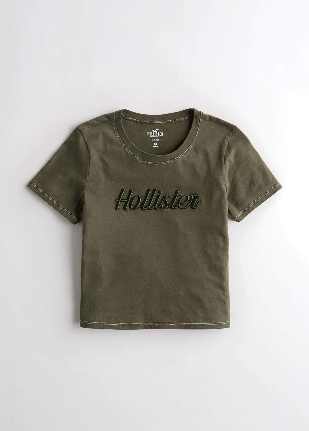 Хаки (оливковая) летняя футболка Hollister