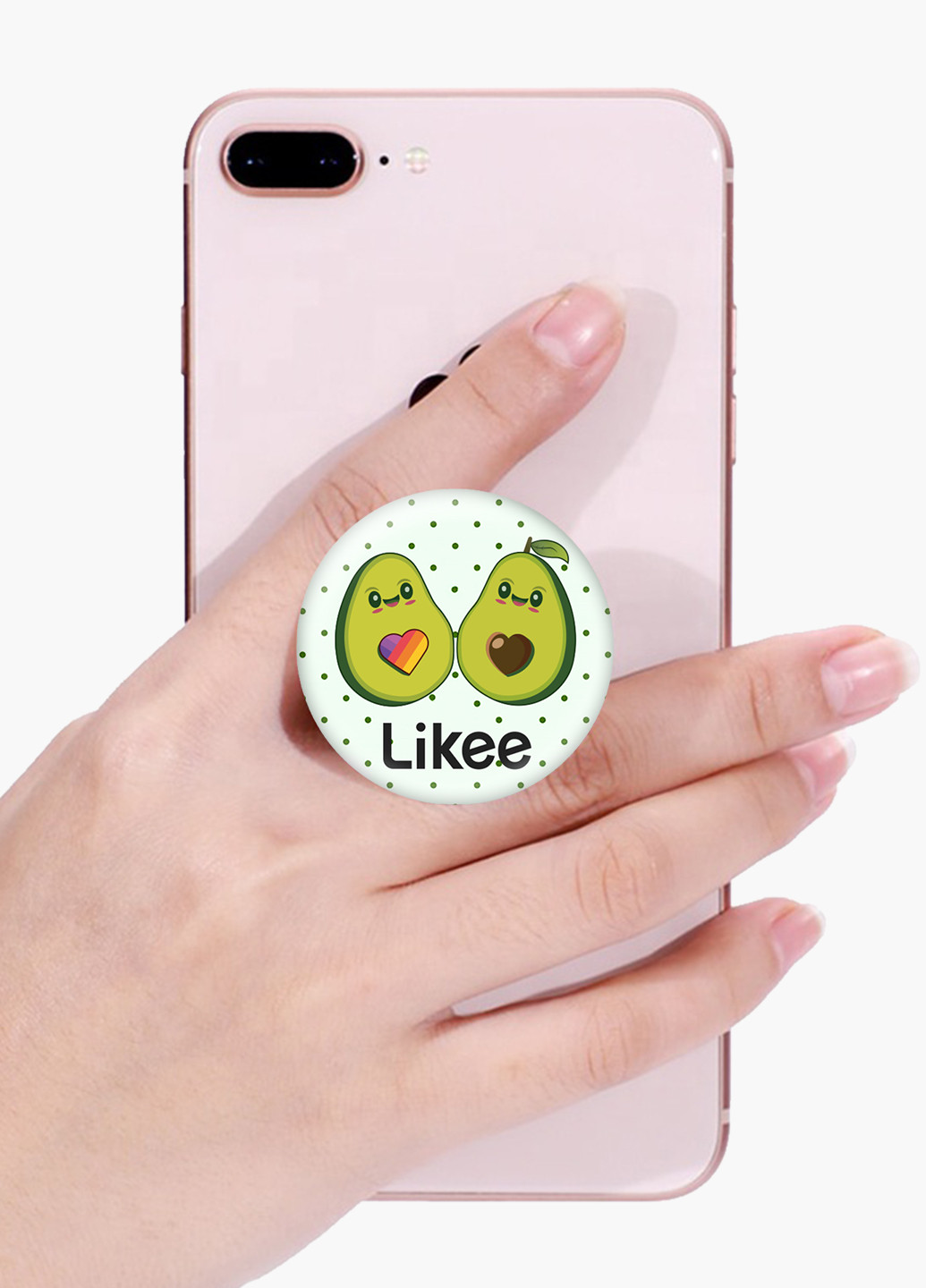 Попсокет (Popsockets) тримач для смартфону Лайк (Likee Avocado) (8754-1031) Чорний MobiPrint (216716502)