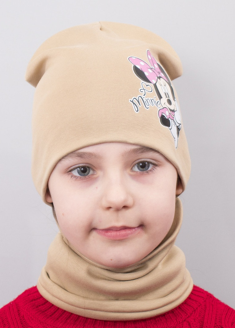 Дитяча шапка з хомутом КАНТА "Minnie" розмір 48-52 беж (OC-845) Канта (220180401)