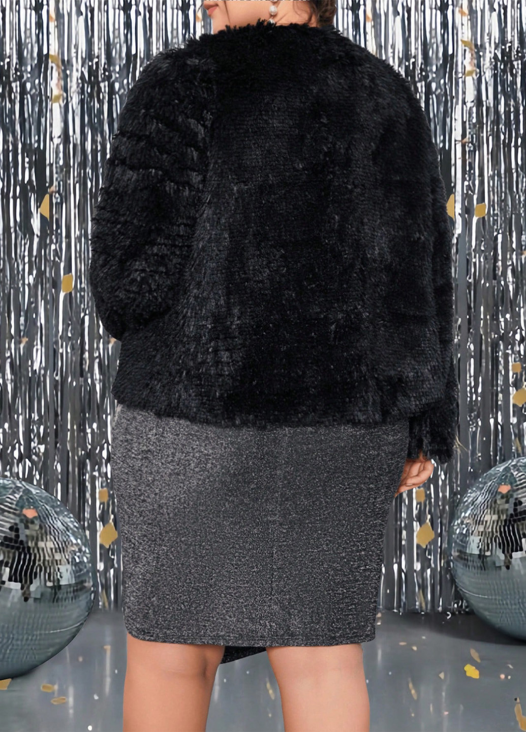 Черный женский жакет SHEIN однотонный - зимний