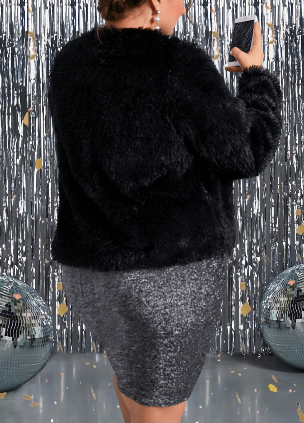 Черный женский жакет SHEIN однотонный - зимний