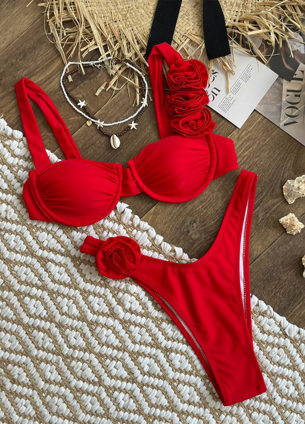 Червоний літній роздільний купальник (ліф, трусики) роздільний NOVA VEGA