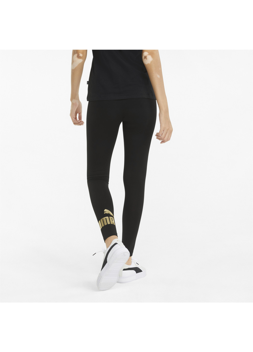 Черные демисезонные леггинсы essentials+ metallic women’s leggings Puma
