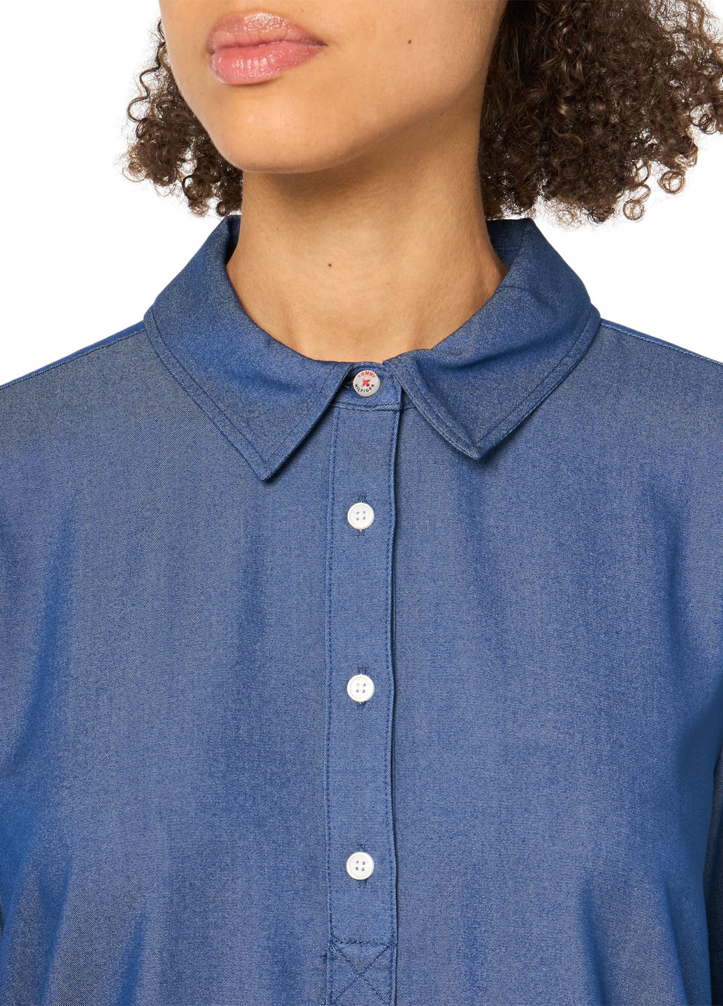 Синяя джинсовая, кэжуал рубашка однотонная Tommy Hilfiger