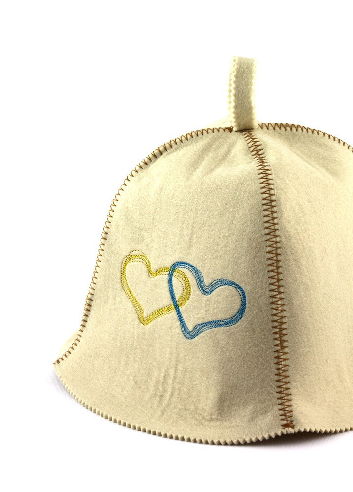 Банна шапка "Серця України", штучне хутро, білий (LA-370) Luxyart (252611438)