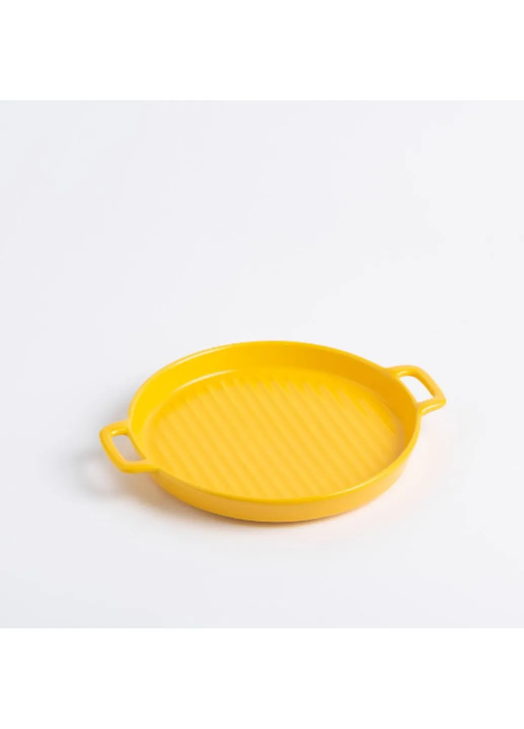 Блюдо з рифленим дном кругле 6743 22 см жовта No Brand (253627072)