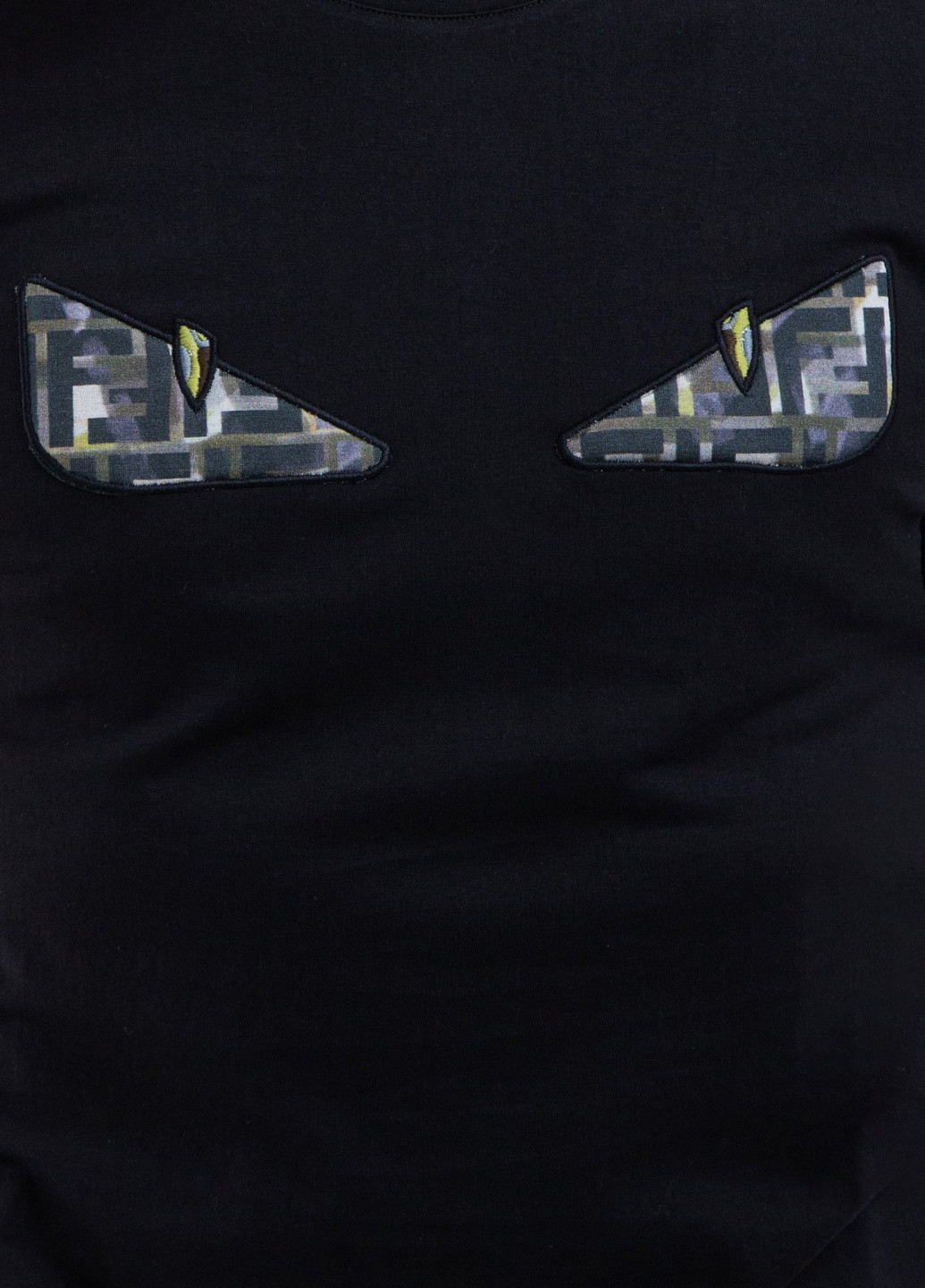 Чорна чорна футболка з нашивками Fendi