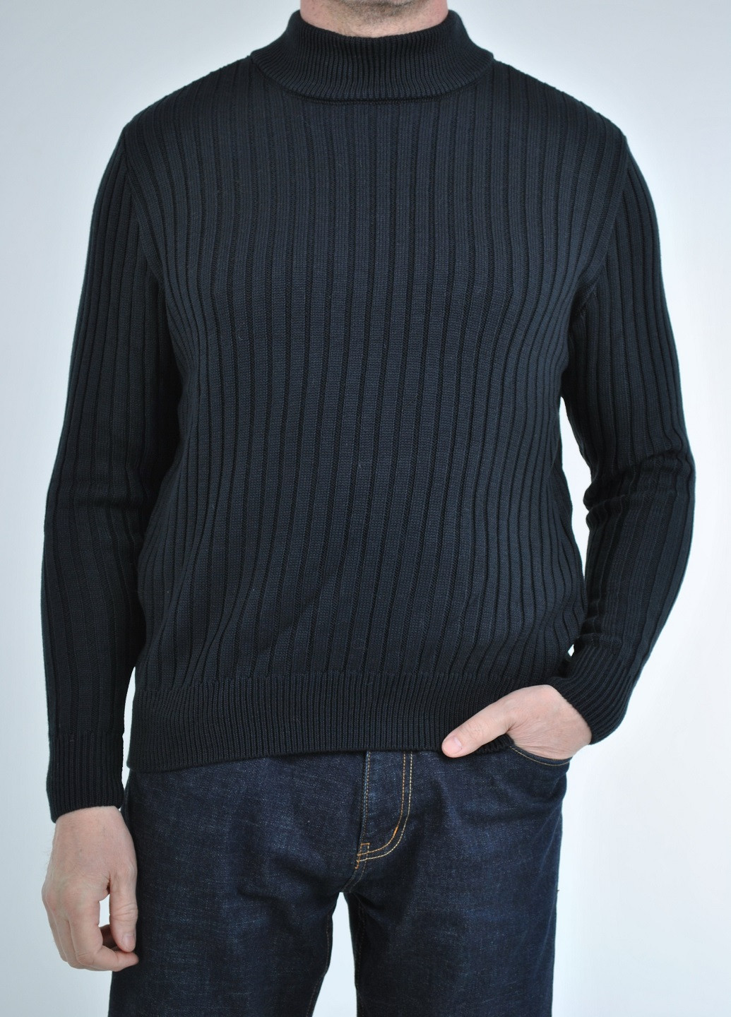 Темно-синий демисезонный свитер со стойкой Berta Lucci