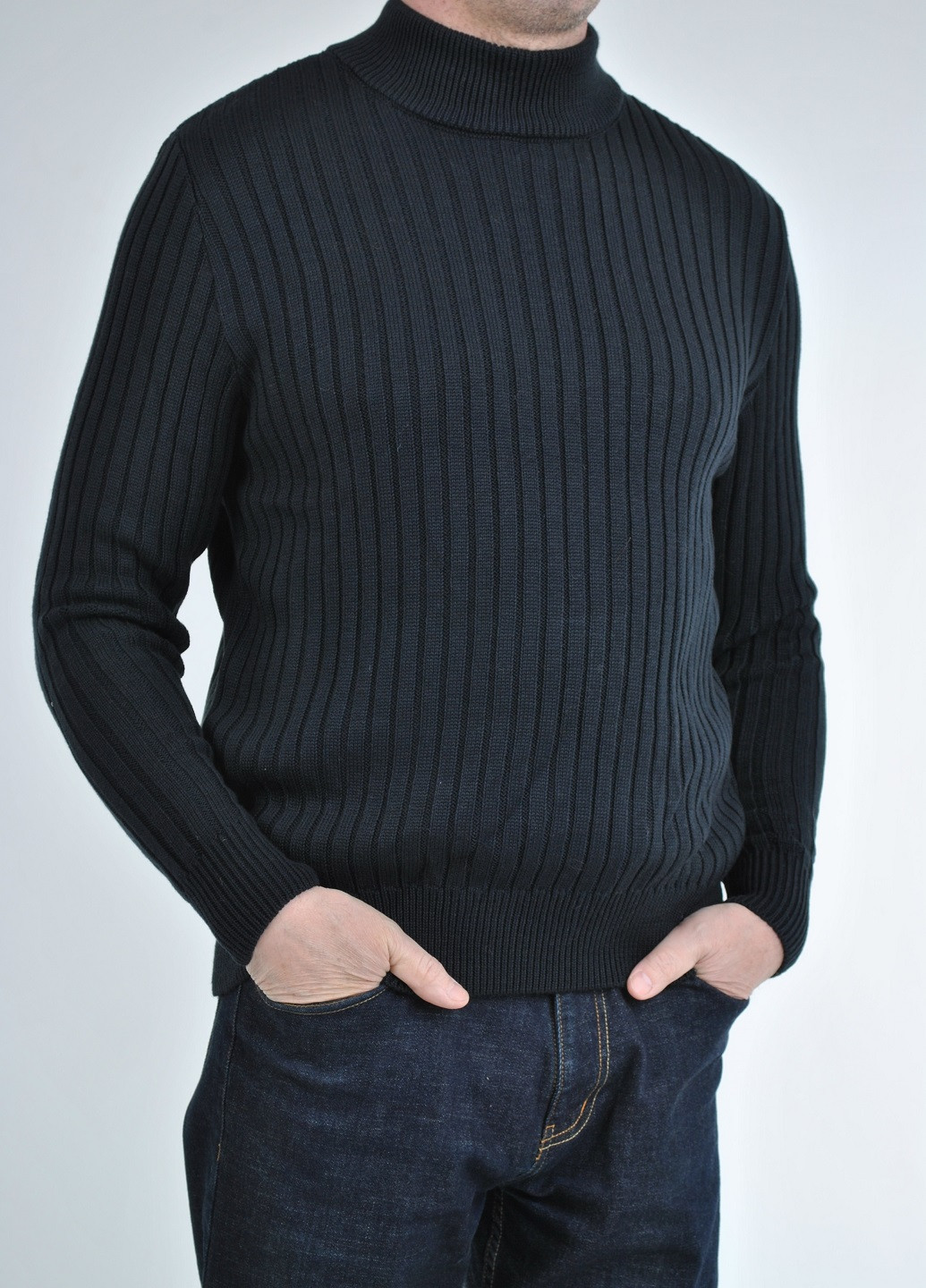 Темно-синий демисезонный свитер со стойкой Berta Lucci