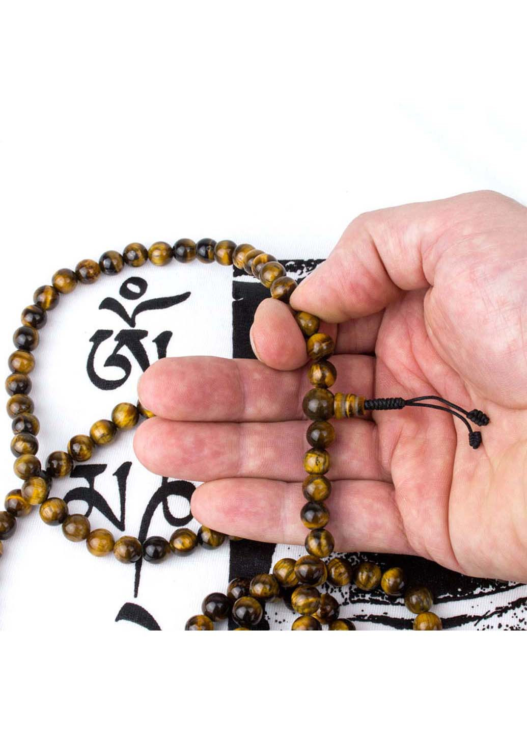 Чітки з натурального каменю Тигрове око 108 намистин 8.4 мм HandiCraft (255611070)