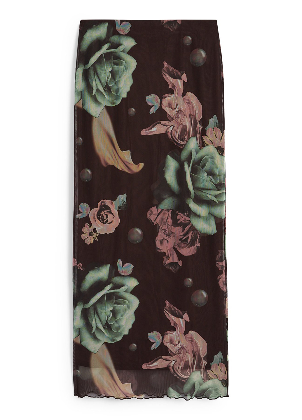 Коричневая кэжуал цветочной расцветки юбка C&A а-силуэта (трапеция)