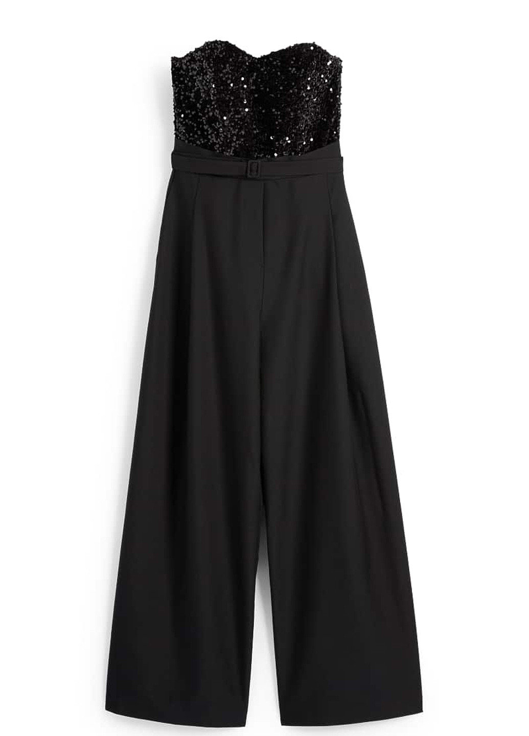 Комбинезон C&A комбинезон-брюки однотонный чёрный вечерний вискоза