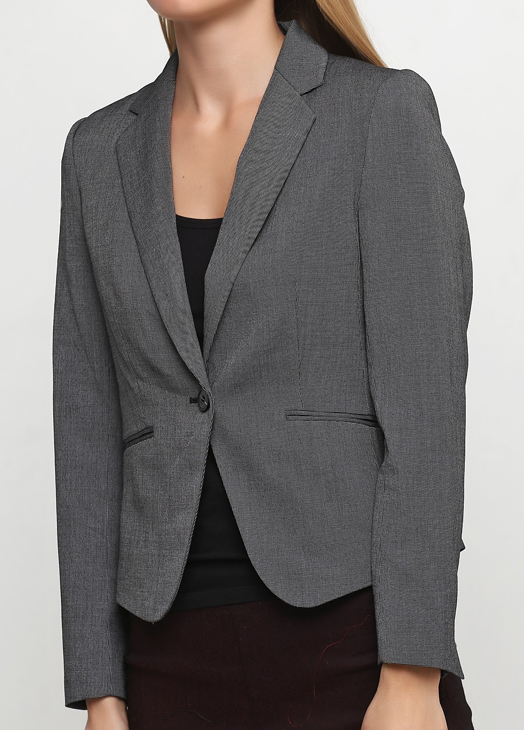 Серый женский пиджак H&M в клеточку - демисезонный