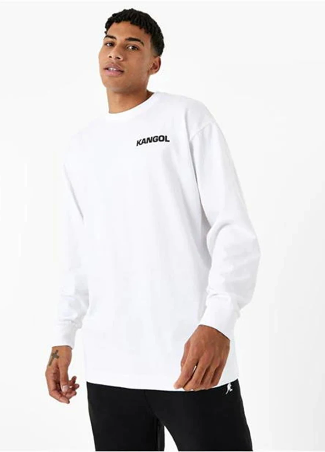 Лонгслів Kangol напис білий кежуали трикотаж, бавовна
