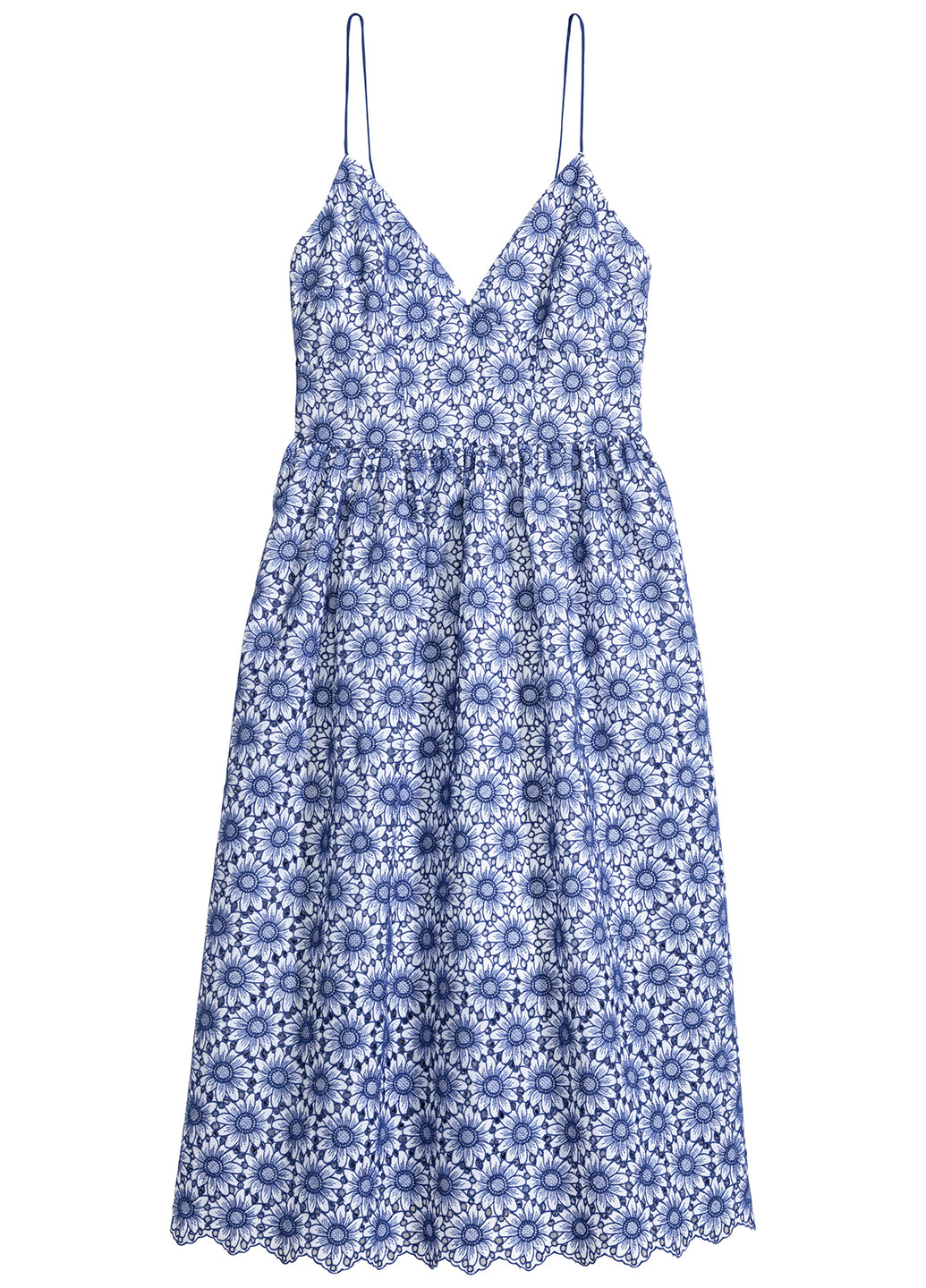 Синя коктейльна сукня кльош H&M з квітковим принтом