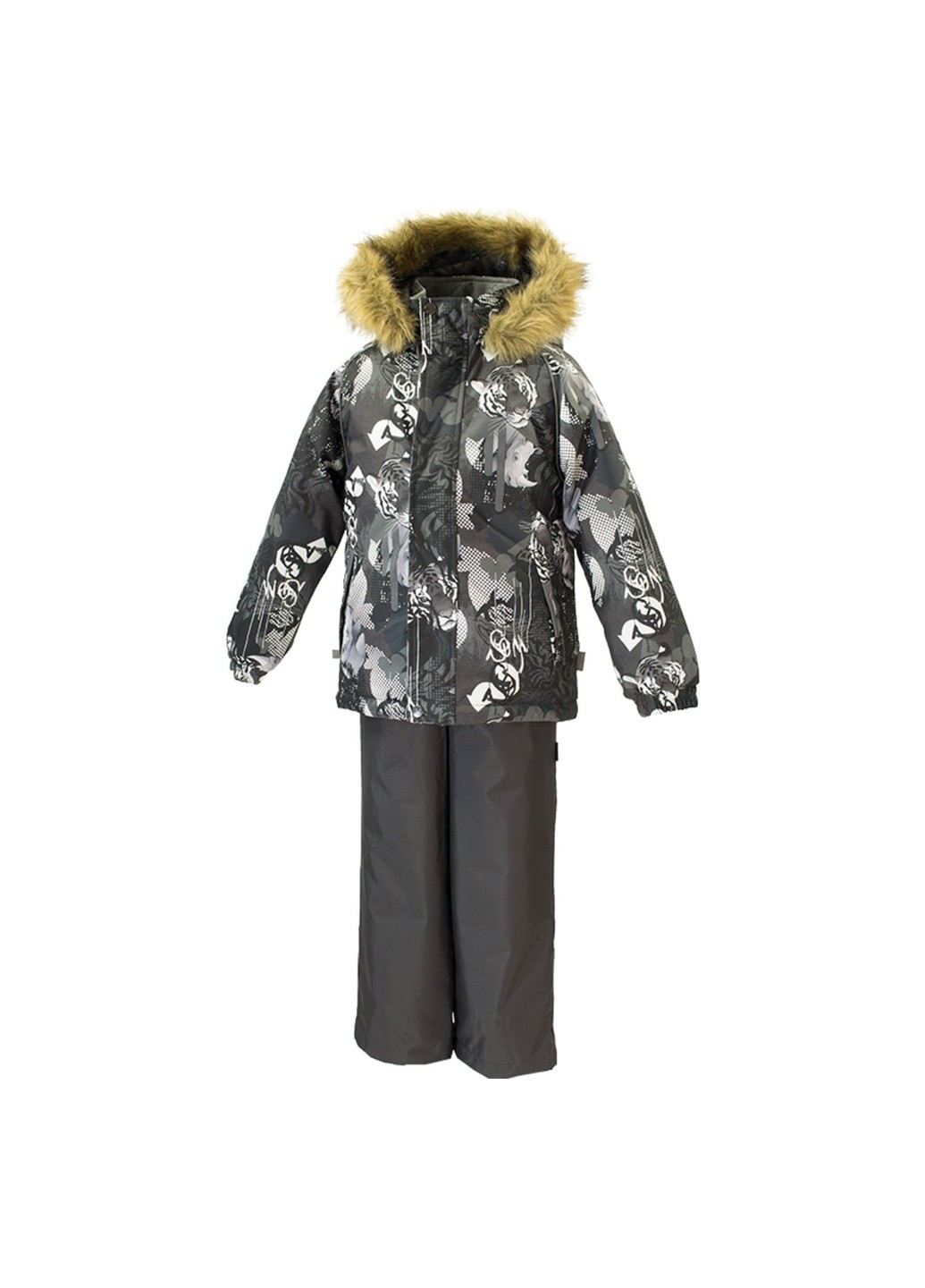 Сірий зимній комплект зимовий (куртка + напівкомбінезон) winter Huppa