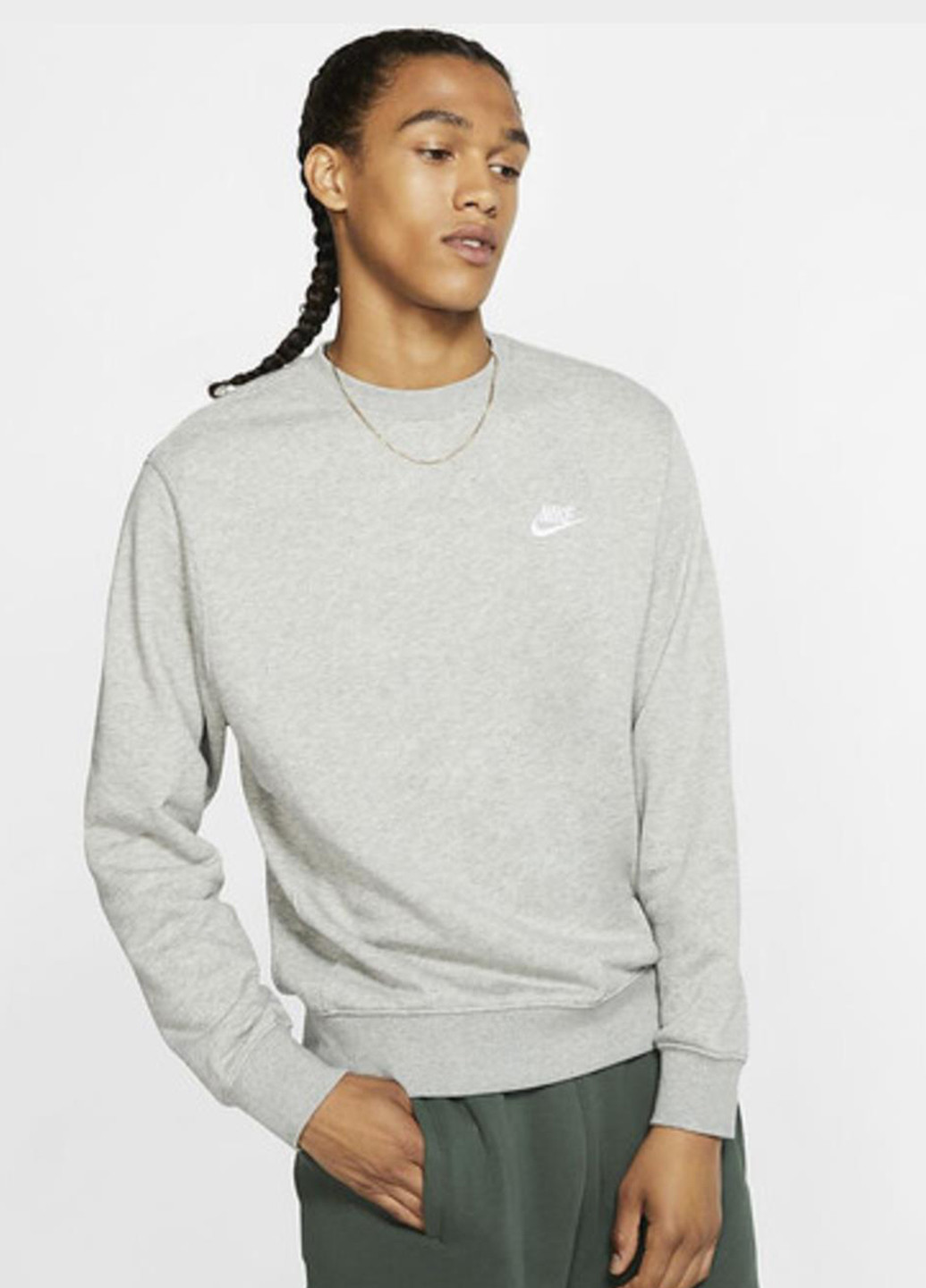 Світло-сірий світшот bv2666-063 Nike меланж вишивка (321505969)