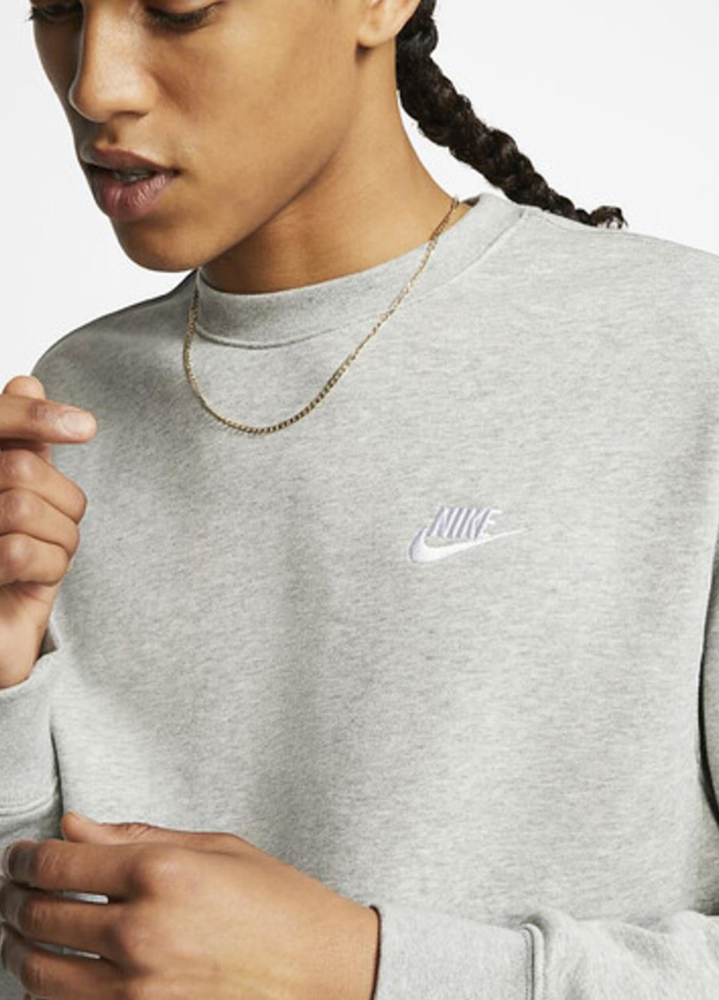 Світло-сірий світшот bv2666-063 Nike меланж вишивка (321505969)