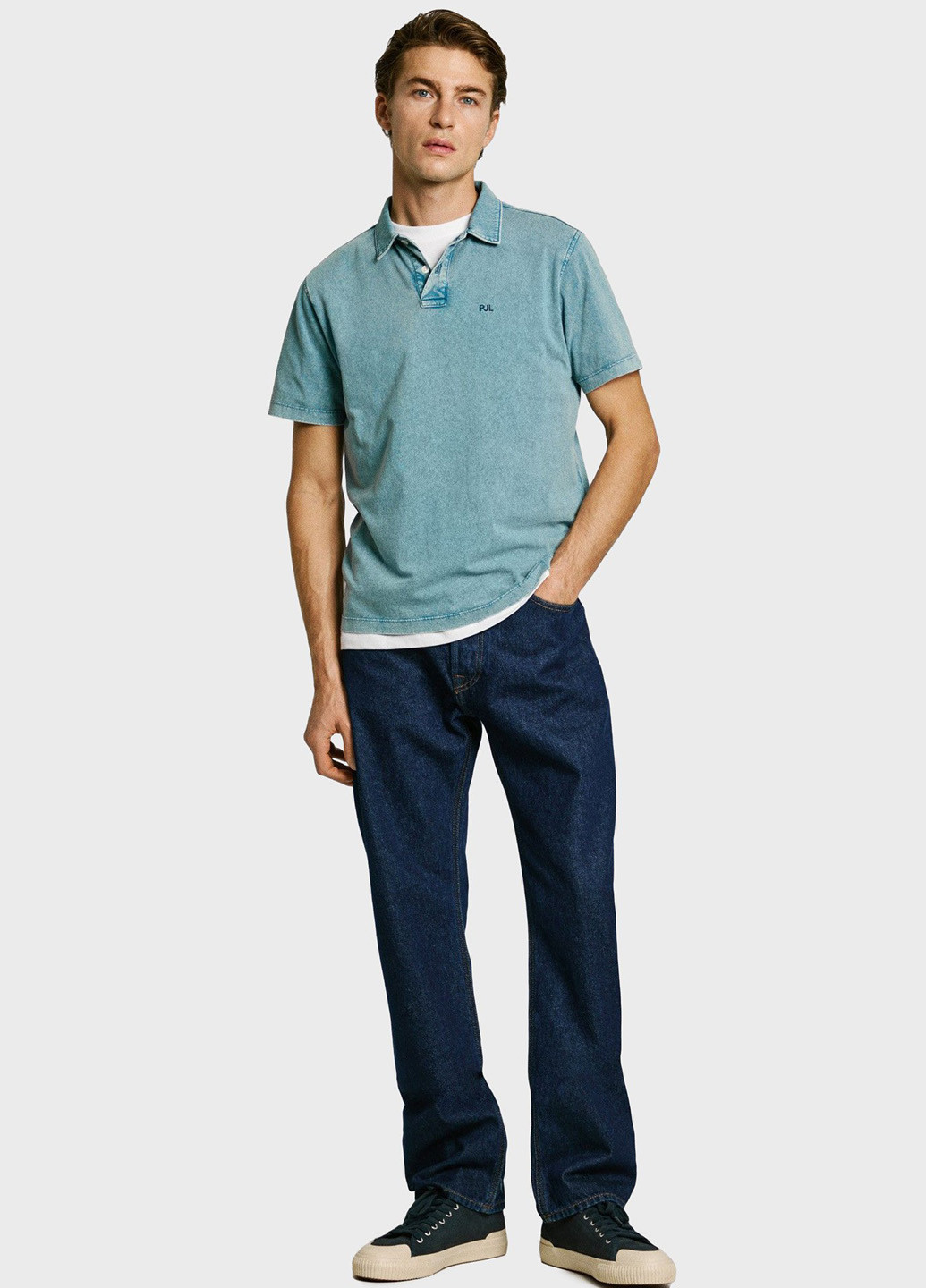 Светло-синяя футболка-поло для мужчин Pepe Jeans меланжевая