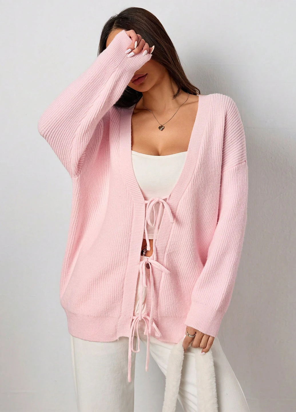 Розовый демисезонный кардиган SHEIN