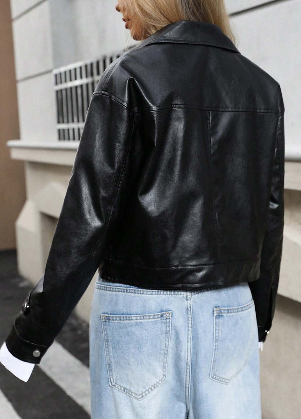 Черная демисезонная куртка байкерская SHEIN