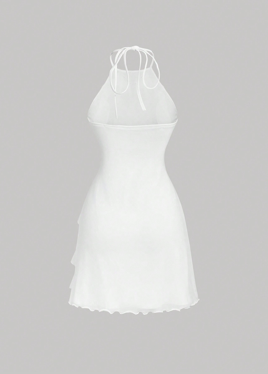 Білий коктейльна сукня силуетна, з відкритою спиною SHEIN однотонна