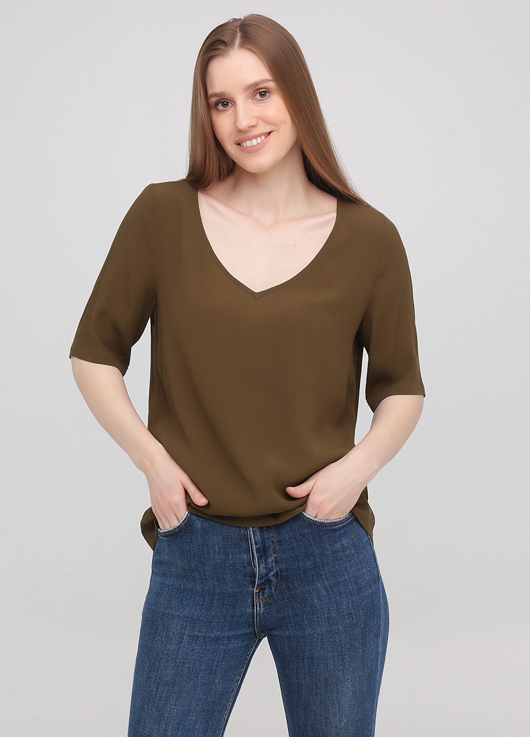 Оливкова (хакі) літня блузка Minimum