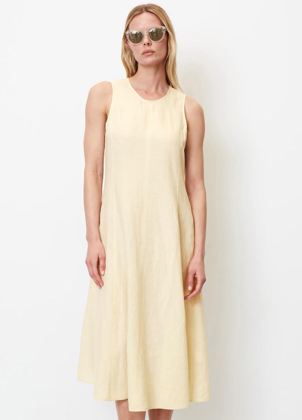 Светло-бежевое кэжуал платье а-силуэт Marc O'Polo однотонное