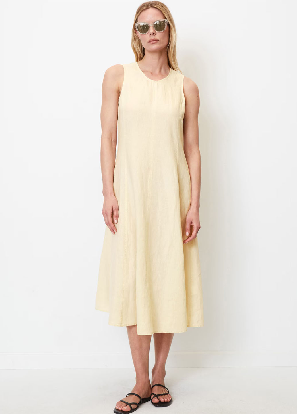 Светло-бежевое кэжуал платье а-силуэт Marc O'Polo однотонное