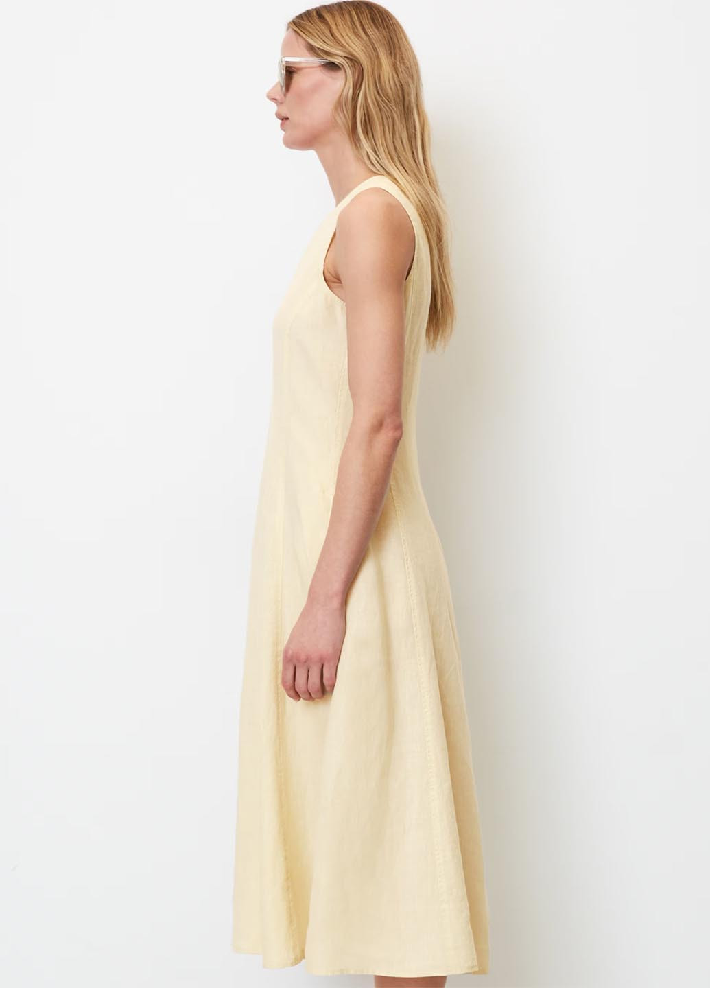 Светло-бежевое кэжуал платье а-силуэт Marc O'Polo однотонное