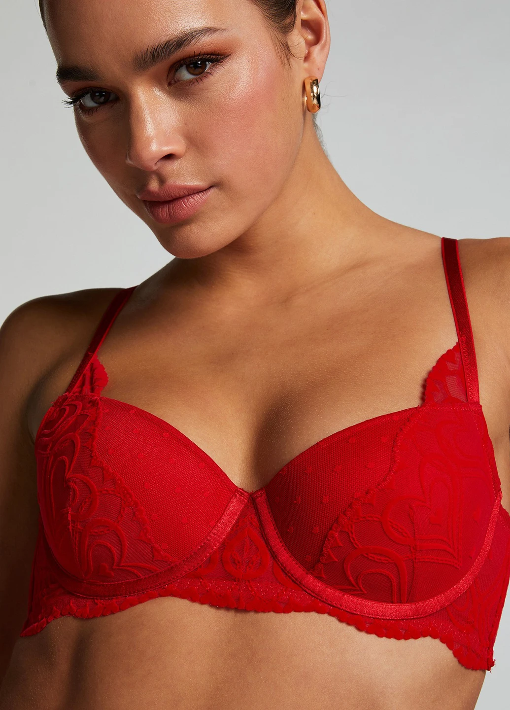 Красный балконет бюстгальтер Hunkemoller с косточками полиэстер