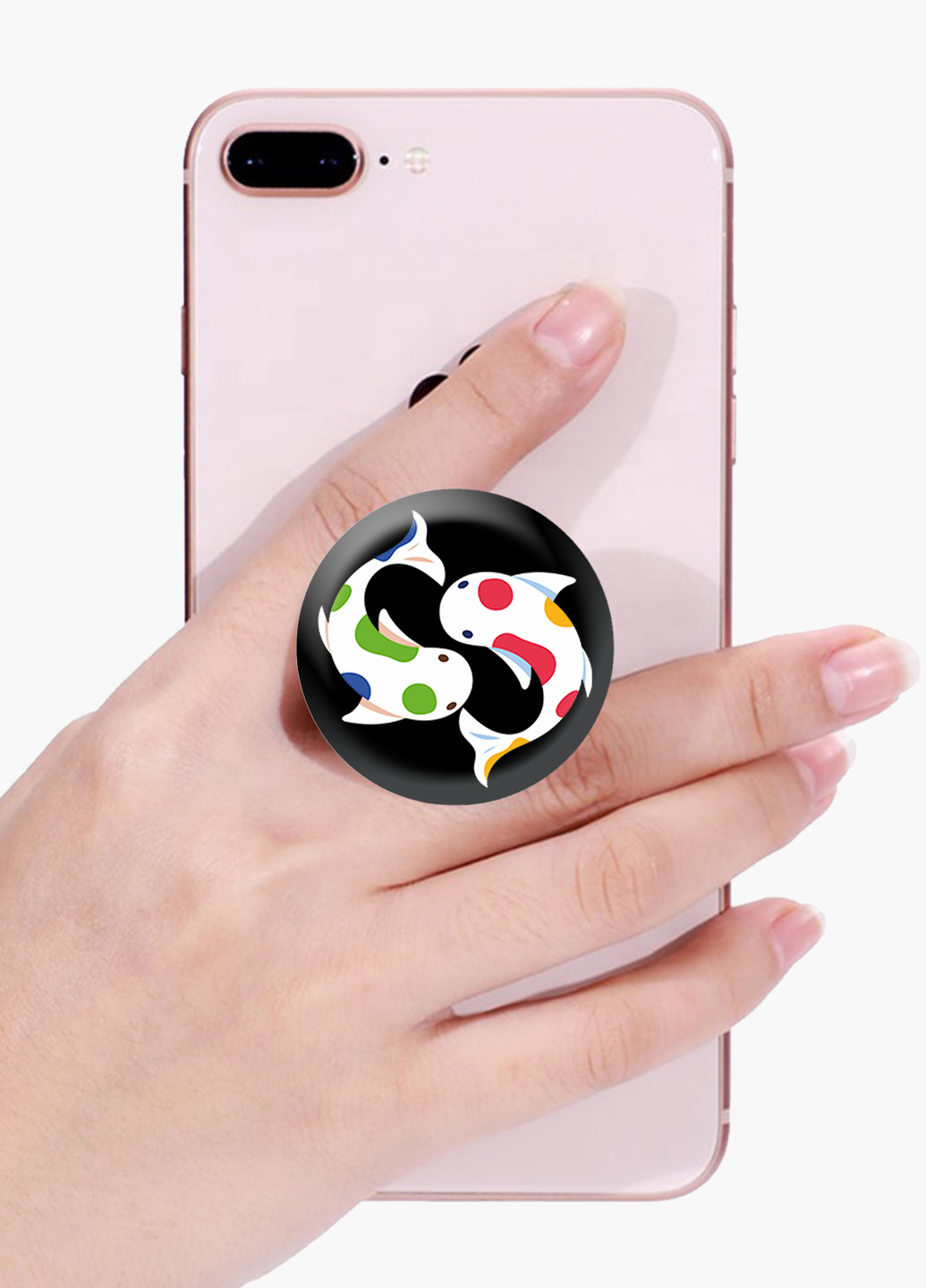 Попсокет (Popsockets) тримач для смартфону Рибка китайська Короп Коі (Koi) (8754-1796) Чорний MobiPrint (216836568)