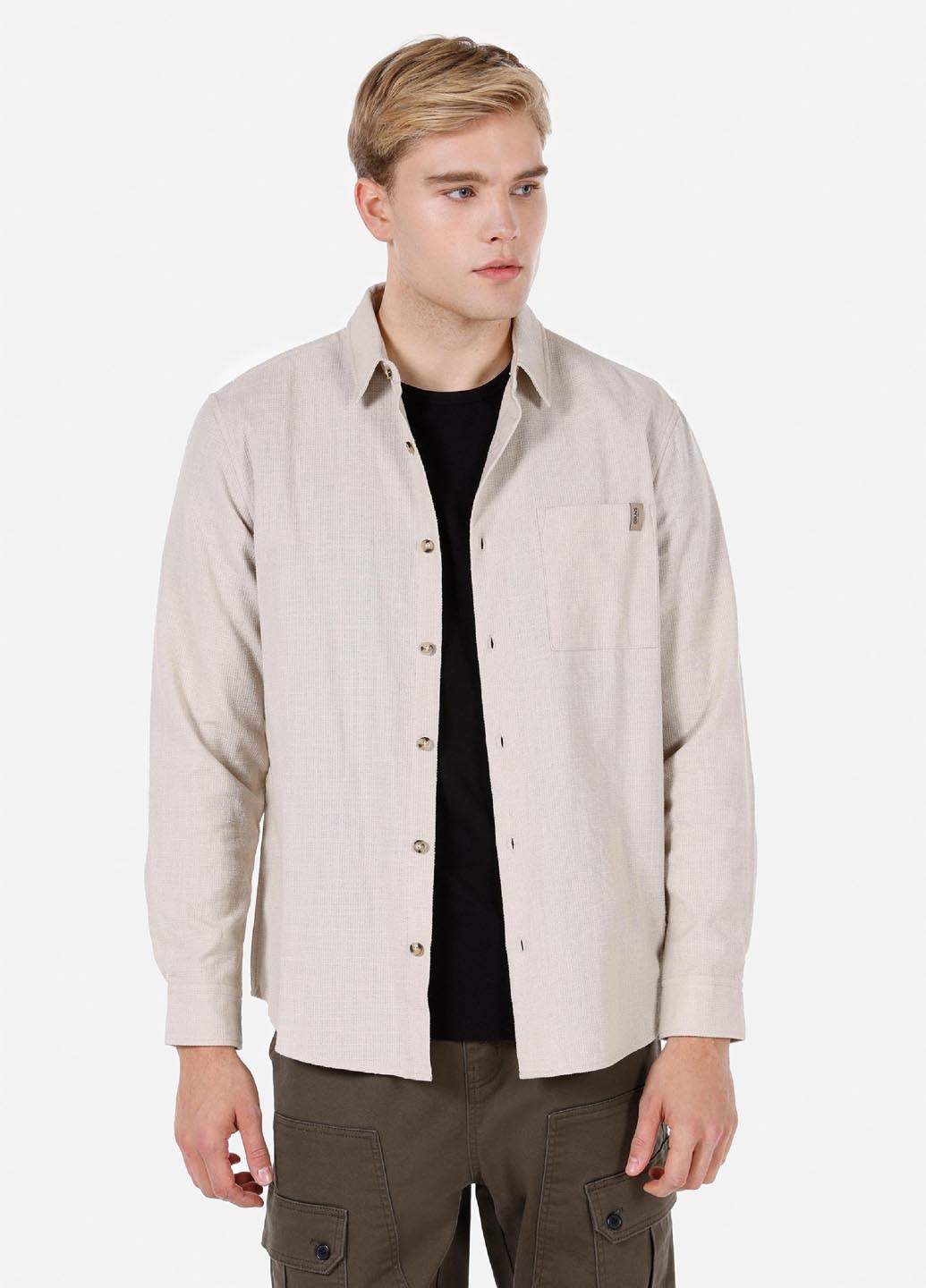 Светло-бежевая кэжуал рубашка однотонная Colin's