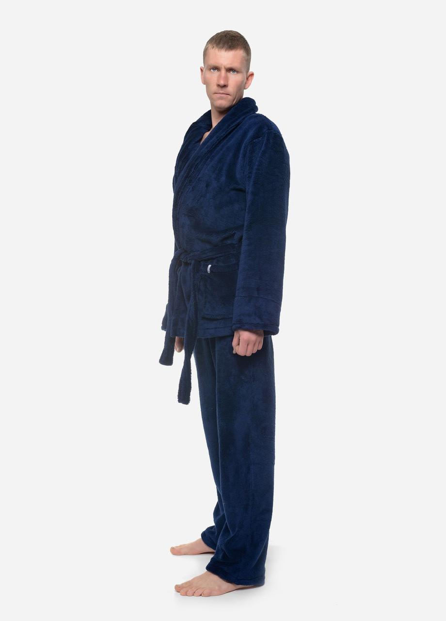 Костюм мужской домашний махровый халат со штанами Темно-синий Maybel (254967482)