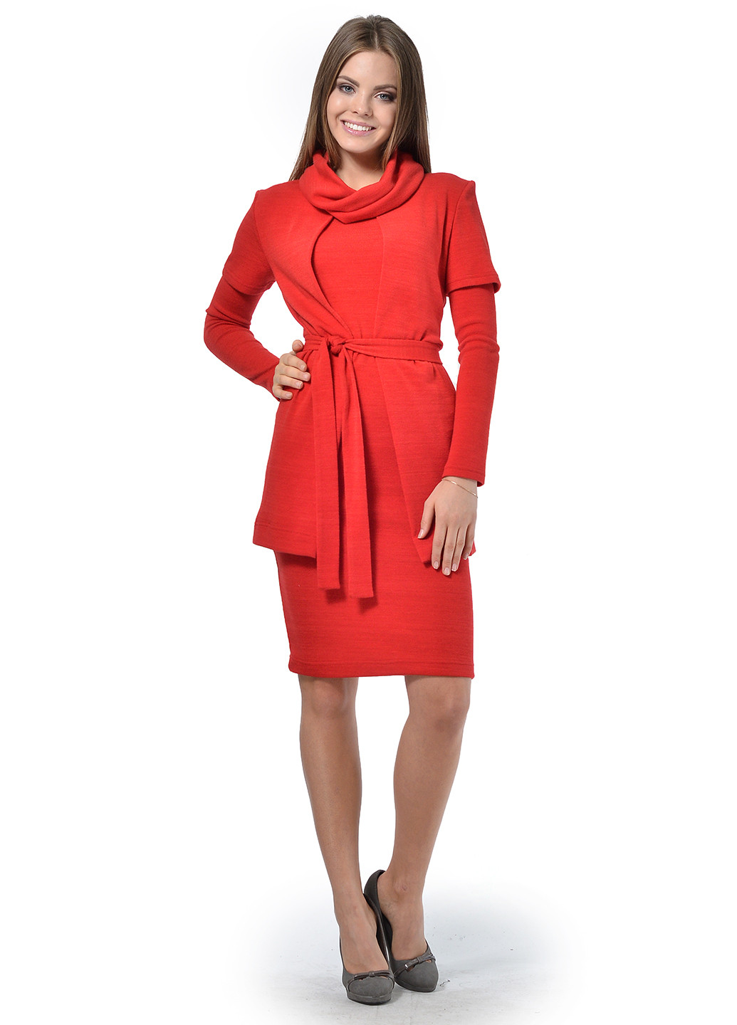 Червоний демісезонний комплект (сукня, кардиган) Lada Lucci
