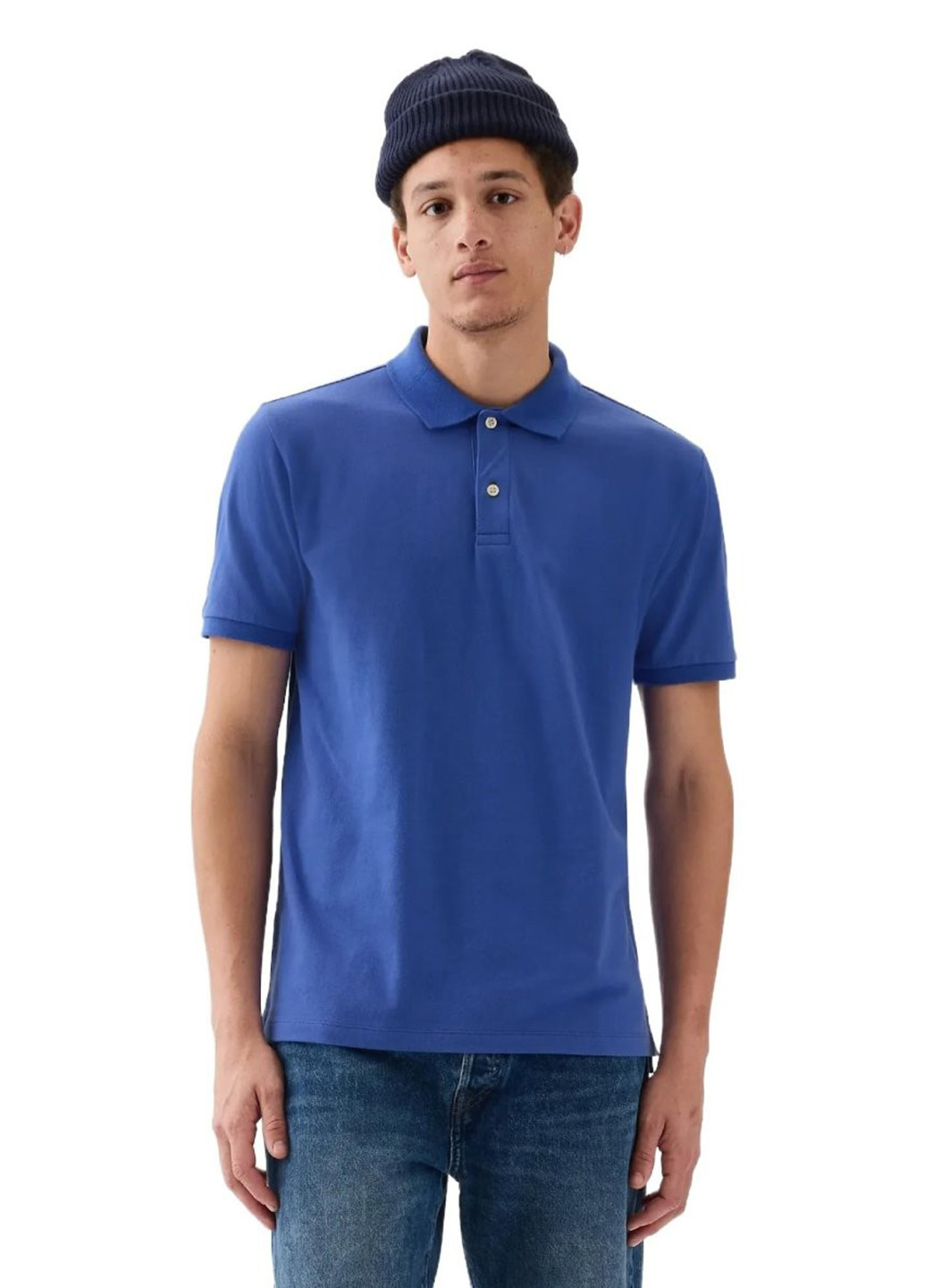 Синяя футболка-поло для мужчин Gap однотонная