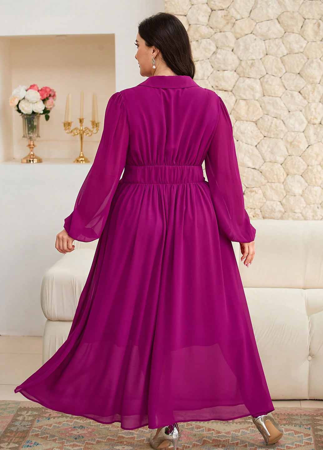 Фуксиновое (цвета Фуксия) кэжуал платье а-силуэт SHEIN однотонное