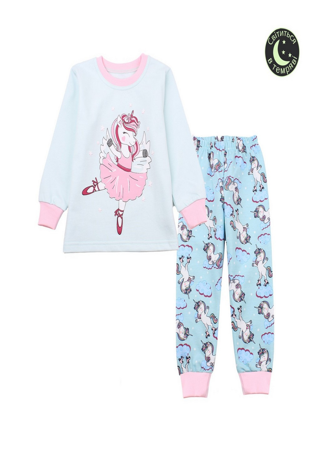 Мятная всесезон пижама для девочки Фламинго Текстиль
