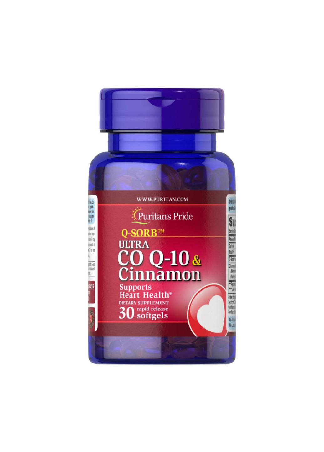 Добавка для сердечно-сосудистой системы Ultra Q-SORB™ Co Q-10 200 mg & Cinnamon 1000mg (30softgels) Puritans Pride (253153338)