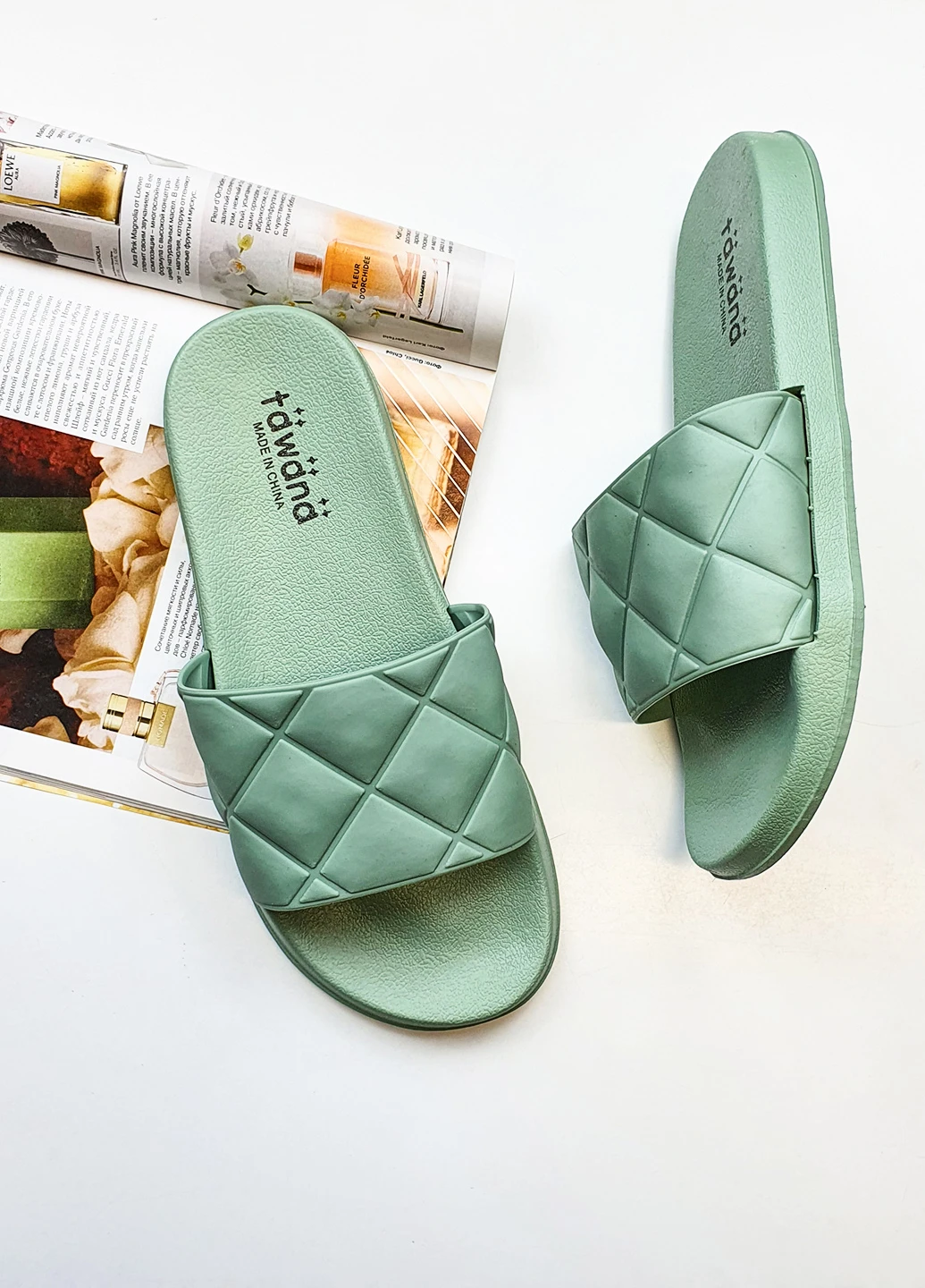 Жіночі сланці шльопанці красиві м'ятні для пляжу 39 Fashion (230370287)