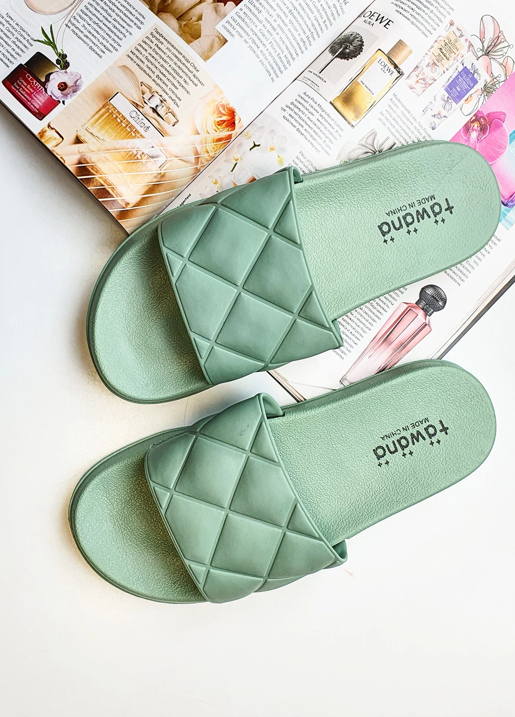 Жіночі сланці шльопанці красиві м'ятні для пляжу 39 Fashion (230370287)