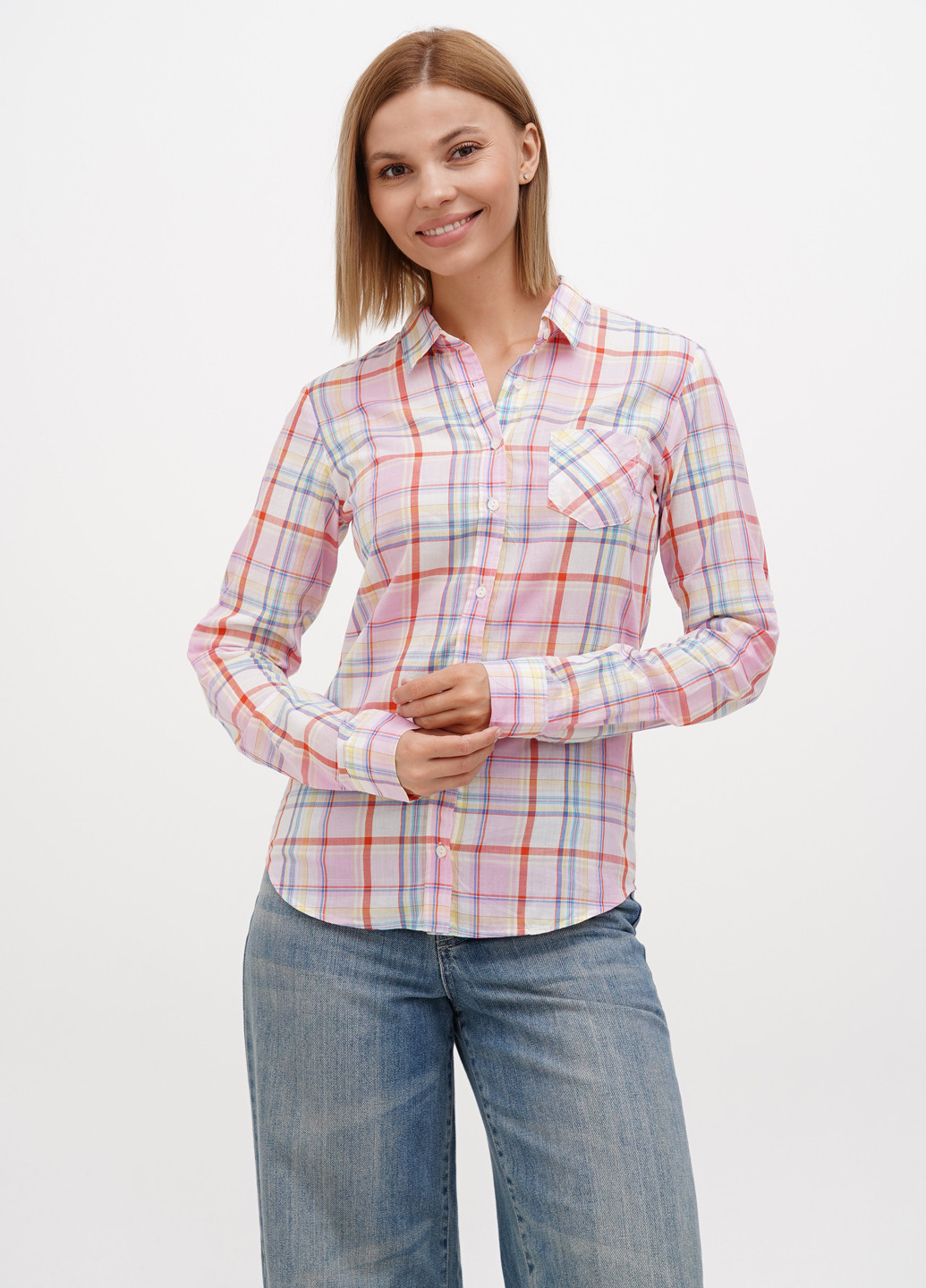 Розовая кэжуал рубашка в клетку Sassofono Club