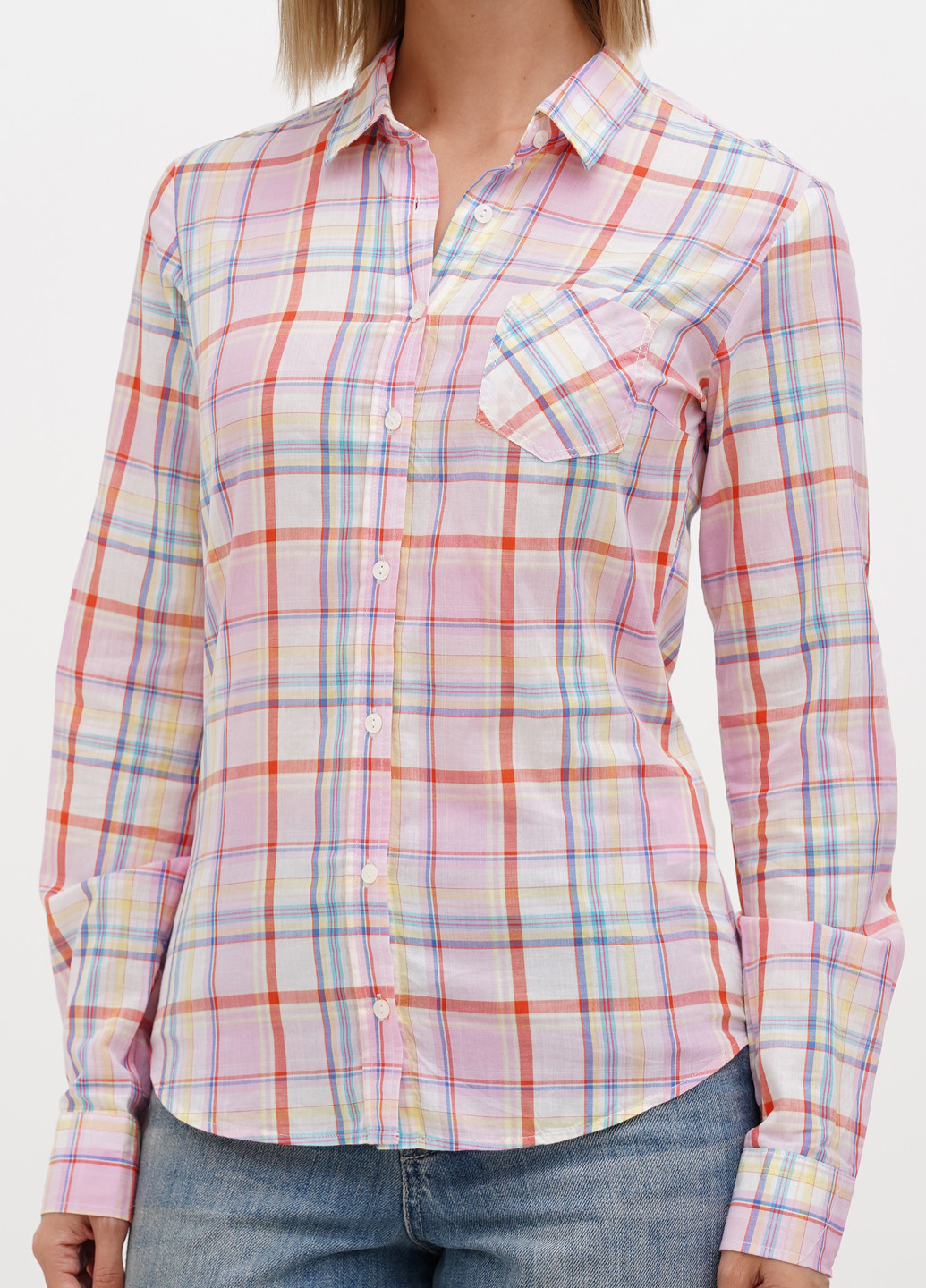 Розовая кэжуал рубашка в клетку Sassofono Club