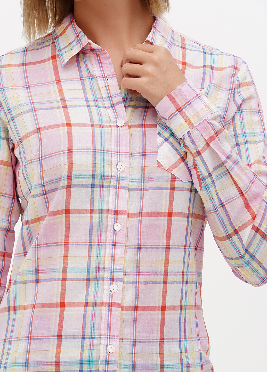 Розовая кэжуал рубашка в клетку Sassofono Club