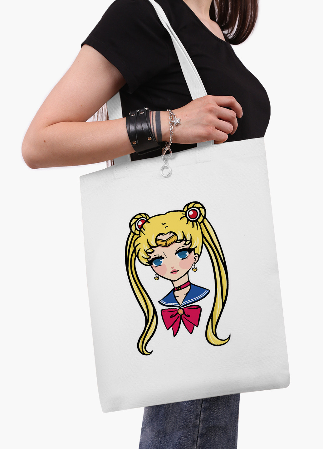 Эко сумка шоппер белая Сейлор Мун (Sailor Moon) (9227-2926-WT-2) экосумка шопер 41*35 см MobiPrint (224806089)
