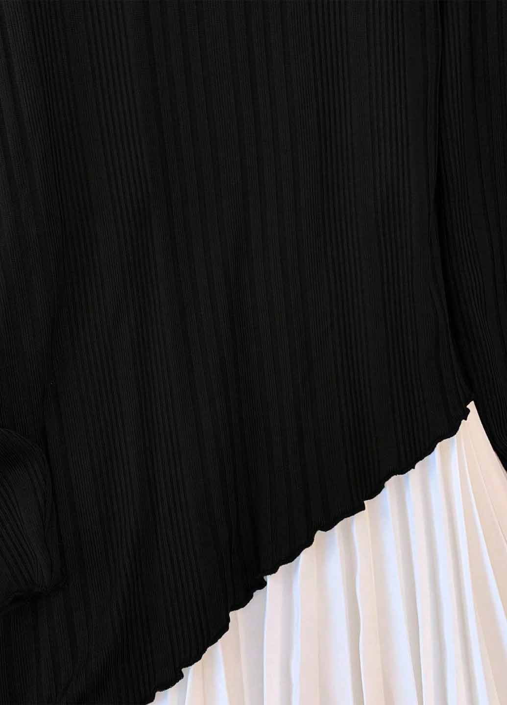 Черно-белое кэжуал платье плиссированное SHEIN колор блок