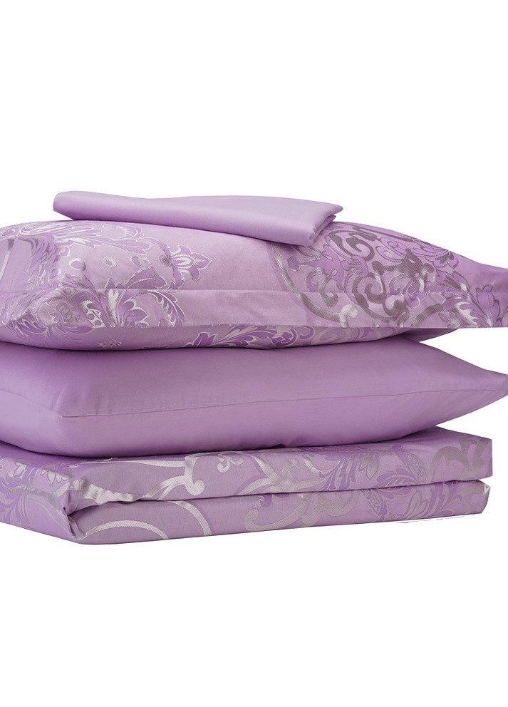 Комплект постельного белья Luxury violet сатин-жаккард фиолетовый Полуторный комплект SoundSleep (224156418)