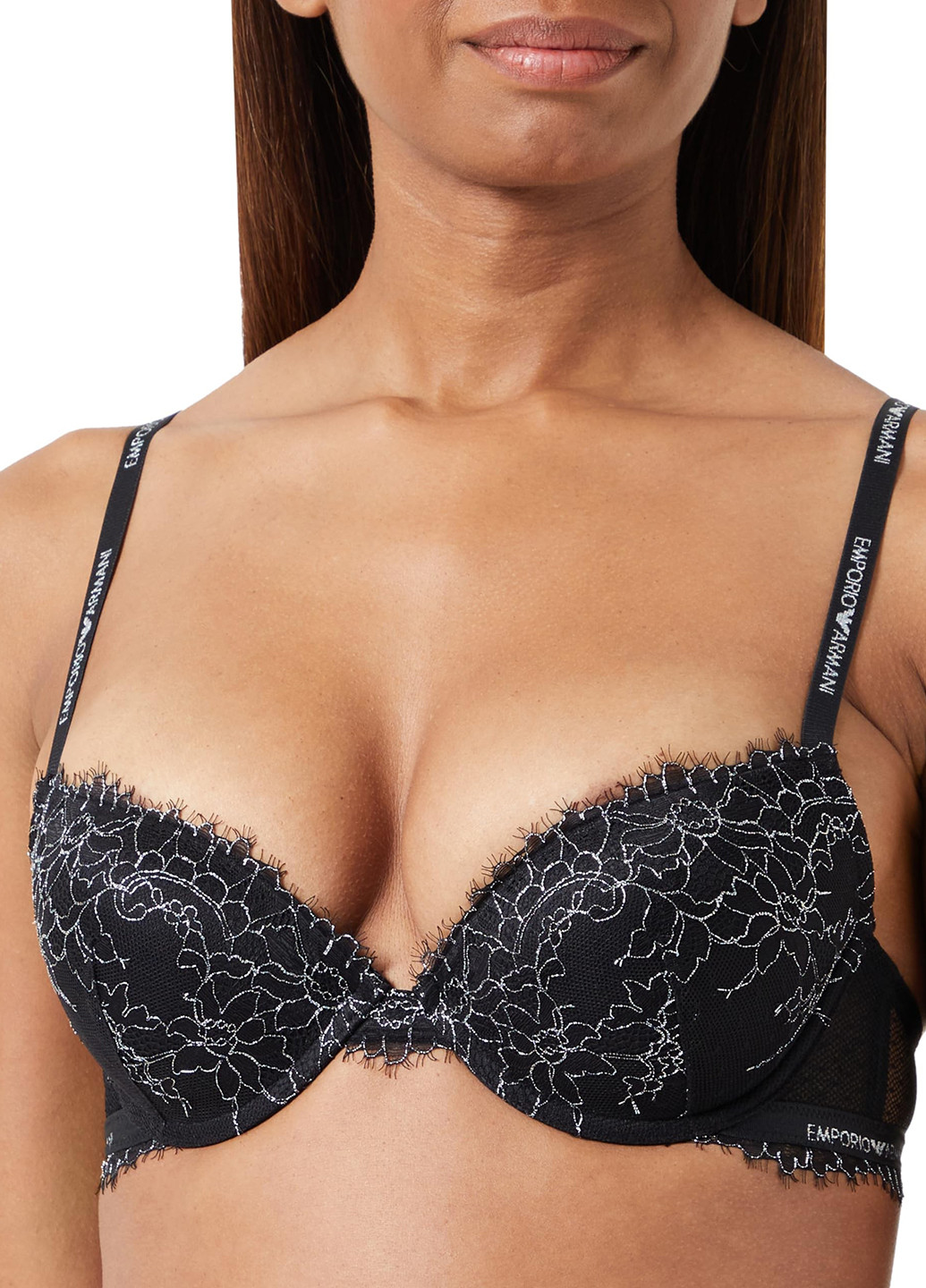 Чорний корбей бюстгальтер Emporio Armani з кісточками поліамід