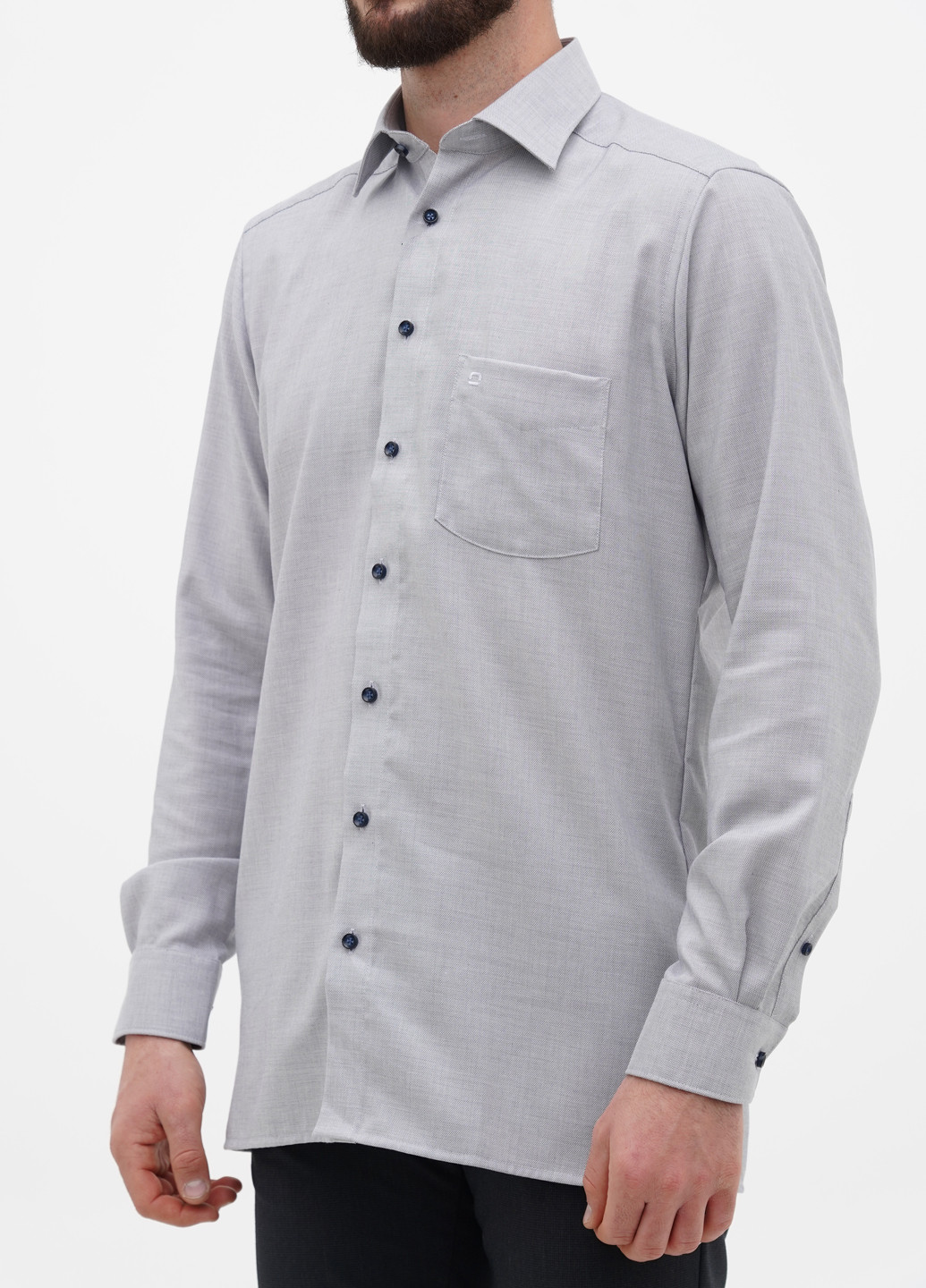 Серая кэжуал, классическая рубашка однотонная Olymp
