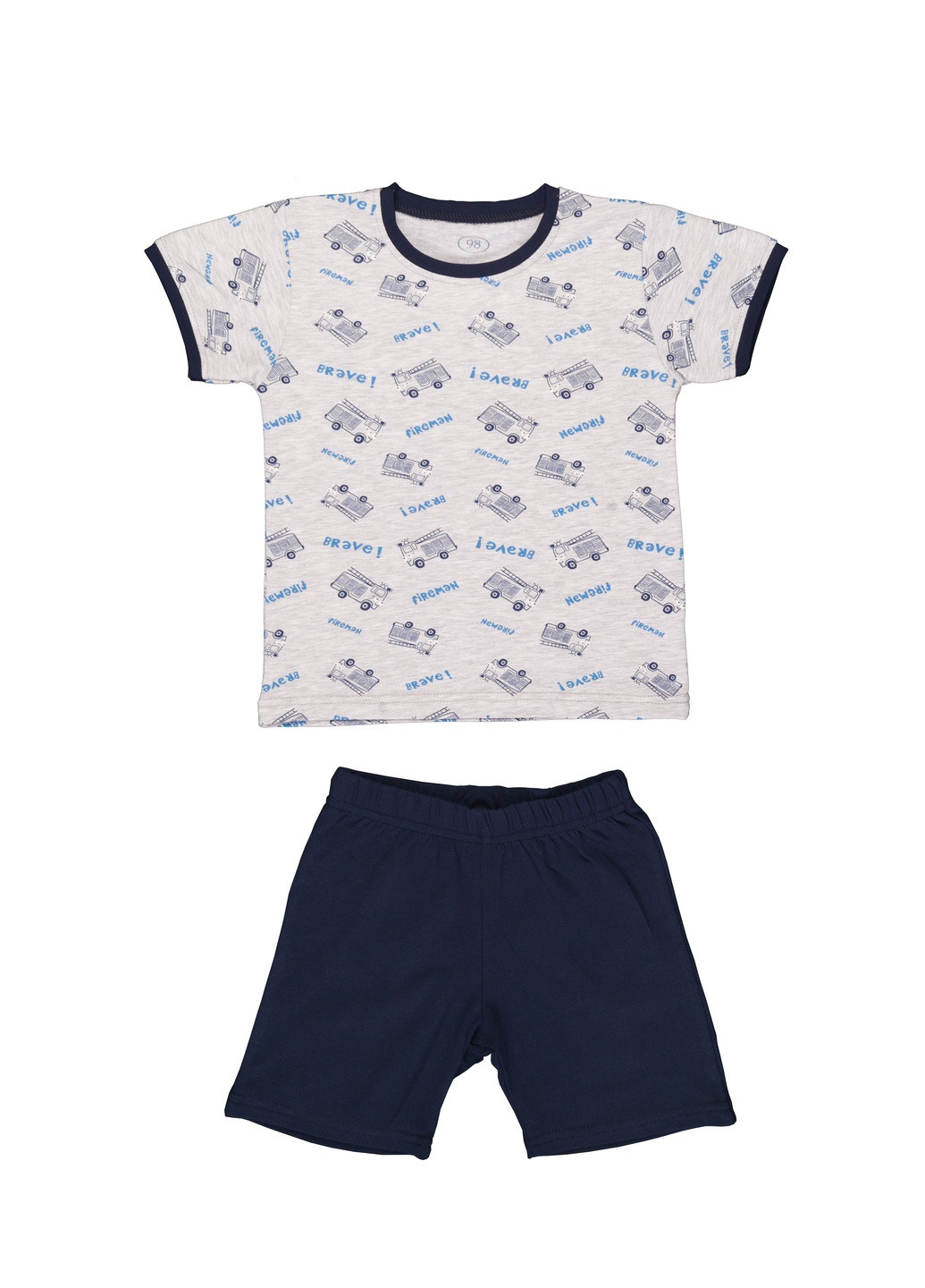 Сіра всесезон піжама річна для хлопчика футболка + шорти Фламинго Текстиль